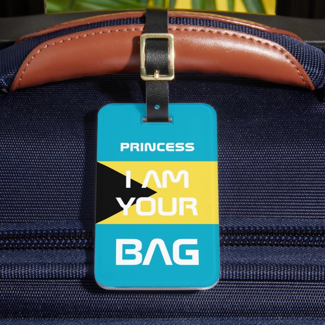 Bahamas Flag & Bahamas travel /Personalised Bag Luggage Tag (Front Insitu 2)