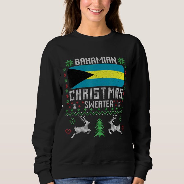 Bahamas Flag Bahamian Christmas Sweater (Front)
