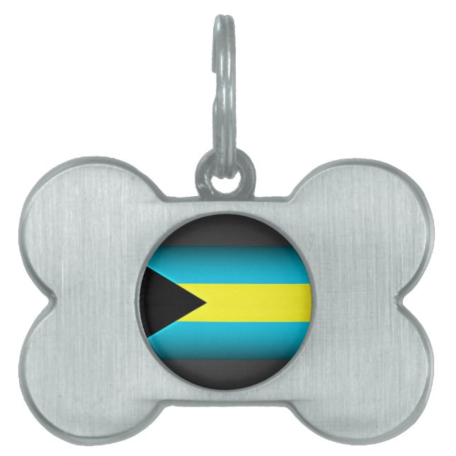Bahamas Flag Dark Edge Pet ID Tag (Front)