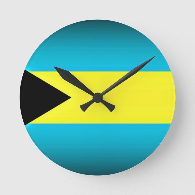Bahamas Flag Dark Edge Round Clock (Front)