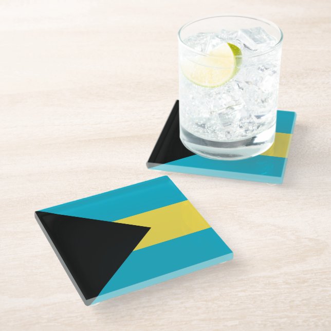 Bahamas flag glass coaster (Angled)