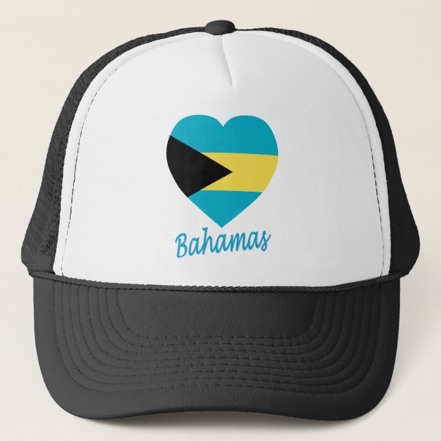 Bahamas Flag Heart Trucker Hat (Front)