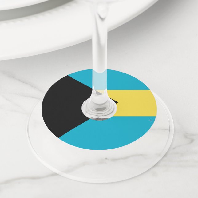Bahamas flag wine glass tag (Close Up)