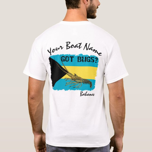 Bahamas Flag with Spiny Lobster design T-Shirt (Back)