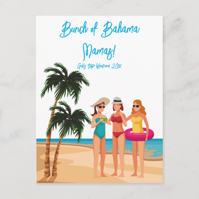 Bahamas Girls Trip Bachelorette Party Vacation Invitation Postcard (Front)