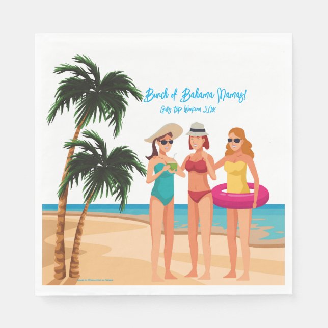 Bahamas Girls Trip Bachelorette Party Vacation Napkin (Front)
