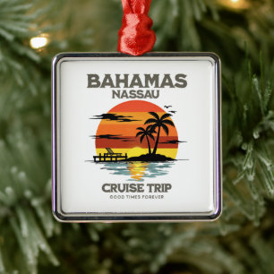 Bahamas Harbour Cruise Sunset Metal Tree Decoration