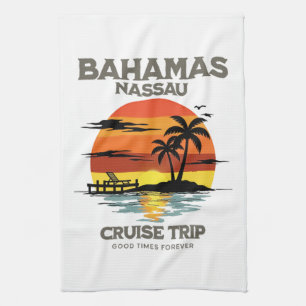 Bahamas Harbour Cruise Sunset Tea Towel