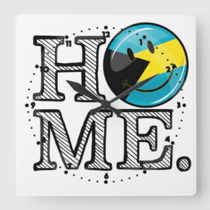 Bahamas is Home Smiling Flag House Warmer Square Wall Clock