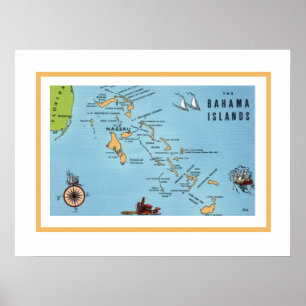 Bahamas Islands Map 18x24 Poster