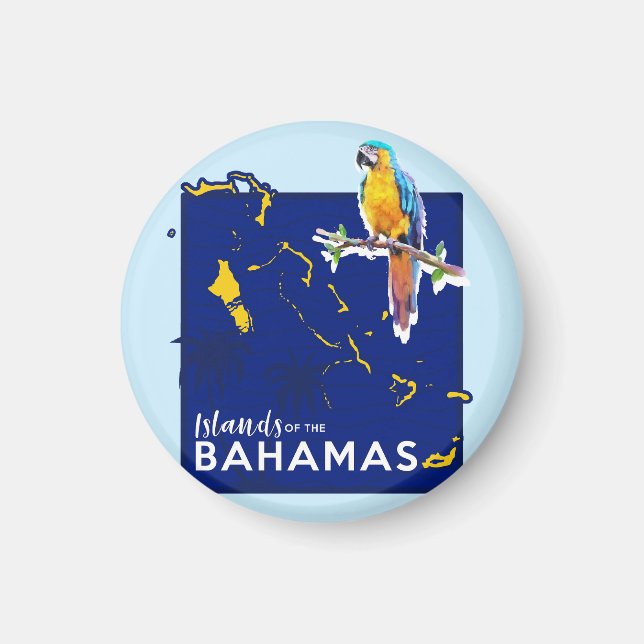 Bahamas Magnet Vacation Cruise Bahamas Map Parrot (Front)