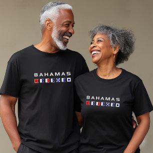 Bahamas Maritime Nautical Signal Flags Dark Colour T-Shirt