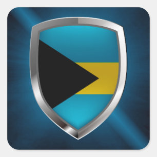 Bahamas Mettalic Emblem Square Sticker
