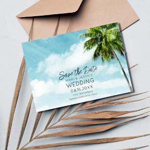 Bahamas Palm Tree Beach Wedding  Save The Date