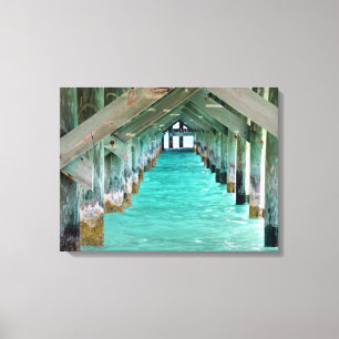 Bahamas Pier and Turquoise Ocean Canvas Print