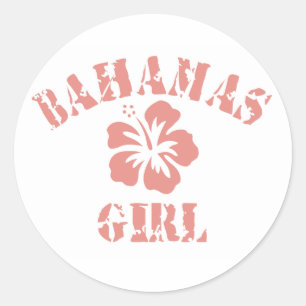 Bahamas Pink Girl Classic Round Sticker
