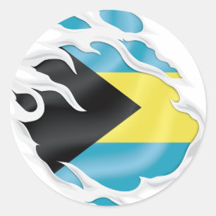 Bahamas Ripped Flag Classic Round Sticker