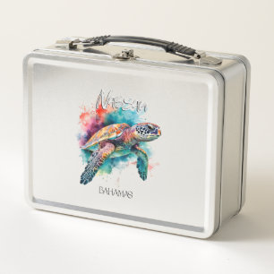 Bahamas Sea Turtle Bahamian Flag Beach Great Shark Metal Lunch Box