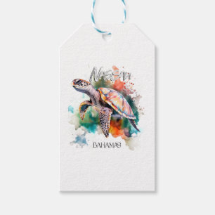 Bahamas Seat Turtle Bahamian Flag Beach Great Shar Gift Tags