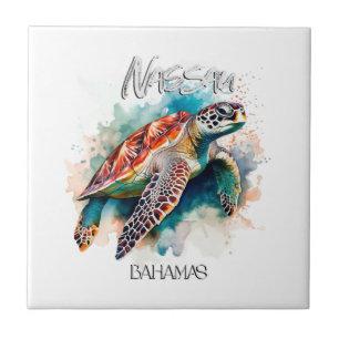 Bahamas Seat Turtle Bahamian Flag Beach Great Shar Tile