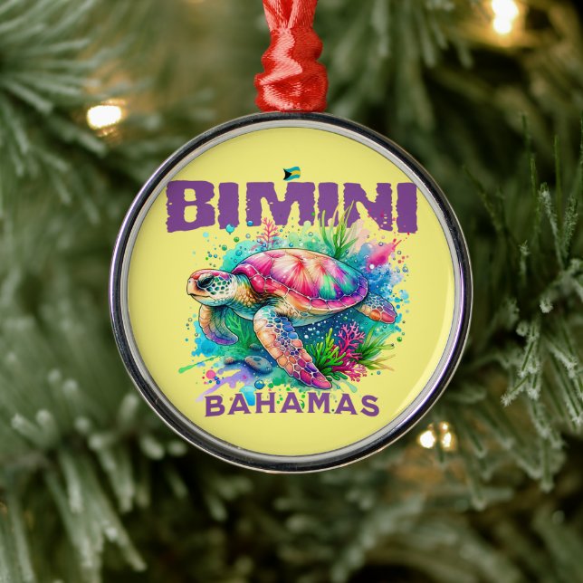 Bahamas Souvenir Gift : Bimini Bahamas Sea Turtle Metal Tree Decoration (Tree)