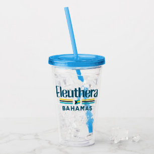 Bahamas Souvenir Gift : Eleuthera Bahamas Flag Acrylic Tumbler