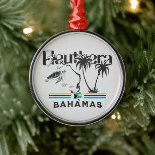 Bahamas Souvenir Gift : Eleuthera Bahamas Flag Metal Tree Decoration