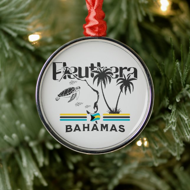 Bahamas Souvenir Gift : Eleuthera Bahamas Flag Metal Tree Decoration (Tree)