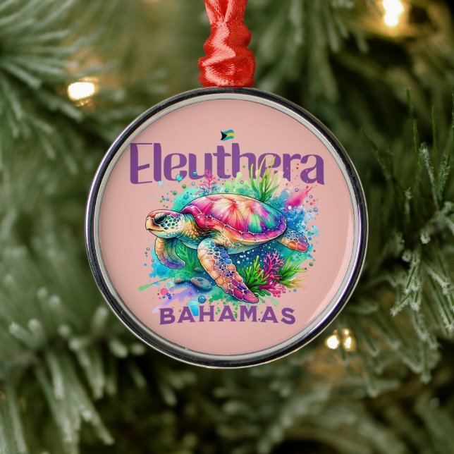 Bahamas Souvenir Gift : Eleuthera Bahamas Turtle Metal Tree Decoration (Tree)