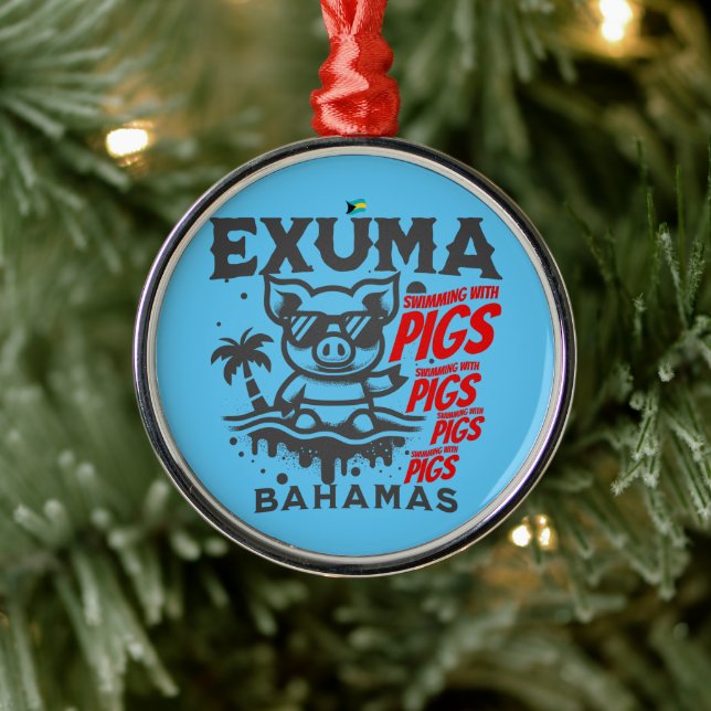 Bahamas Souvenir Gift: Exuma Bahamas Swimming Pigs Metal Tree Decoration (Tree)