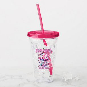 Bahamas Souvenir Gift : Grand Bahama Flamingo Bird Acrylic Tumbler