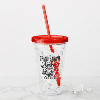 Bahamas Souvenir Gift : Grand Bahama Swimming Pigs Acrylic Tumbler