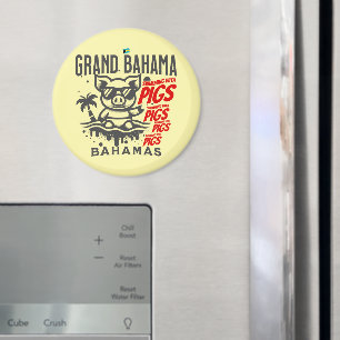 Bahamas Souvenir Gift : Grand Bahama Swimming Pigs Magnet