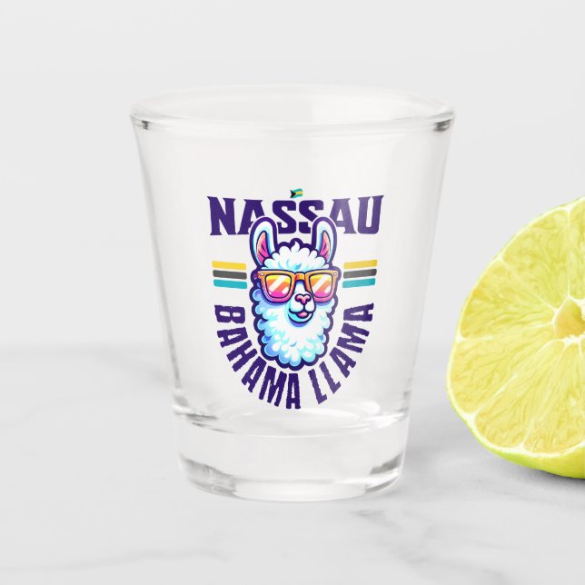 Bahamas Souvenir Gift: Nassau Bahamas Bahama Llama Shot Glass (Front)