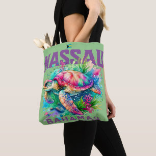 Bahamas Souvenir Gift : Nassau Bahamas Sea Turtle Tote Bag