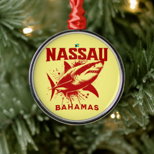 Bahamas Souvenir Gift : Nassau Bahamas Shark Fish Metal Tree Decoration