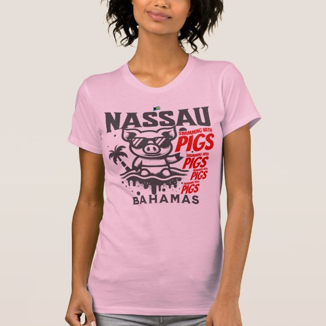 Bahamas Souvenir Gift: Nassau Bahamas Swimming Pig T-Shirt (Front)