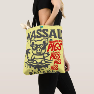 Bahamas Souvenir Gift: Nassau Bahamas Swimming Pig Tote Bag