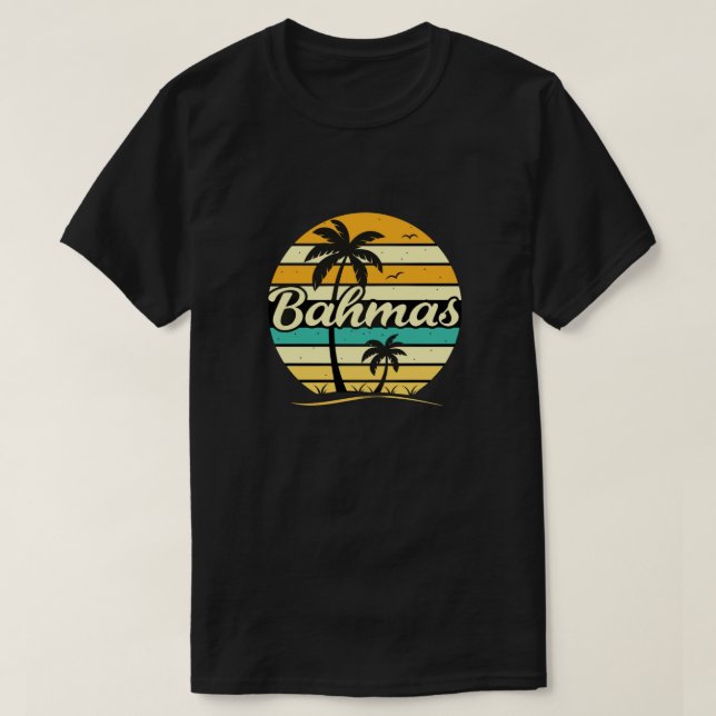 Bahamas Sunset Retro Palm T-Shirt (Design Front)