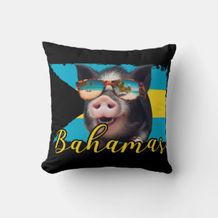 Bahamas Swimming Pigs - Exuma Pig Beach Adventure Cushion