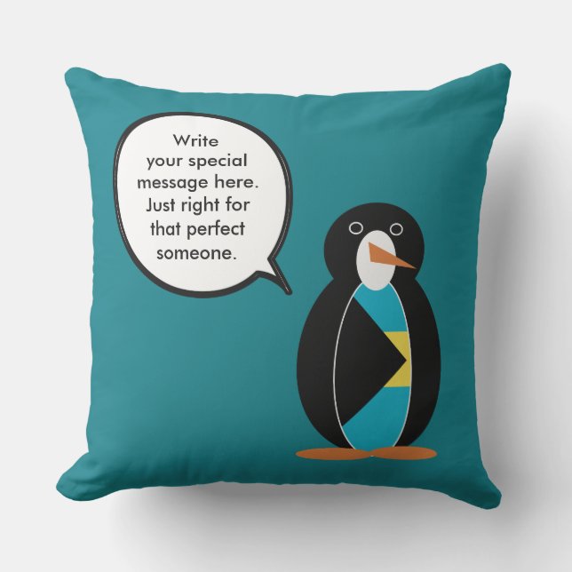 Bahamas Talking Ms Penguin  Cushion (Front)