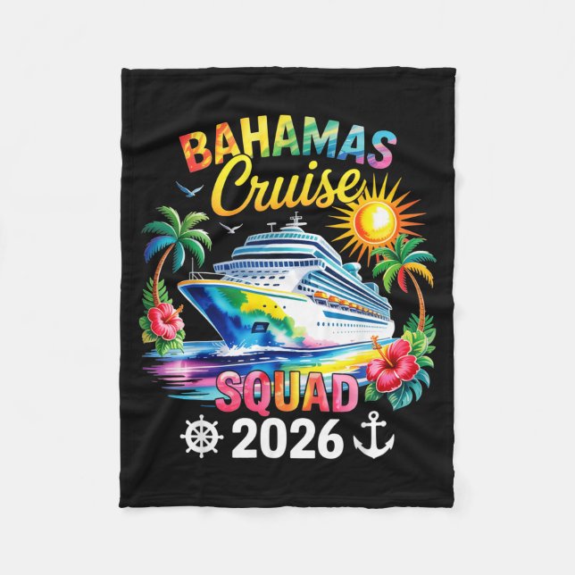 Bahamas Vacation 2026 Squad Family Friends Matchin Fleece Blanket (Front)