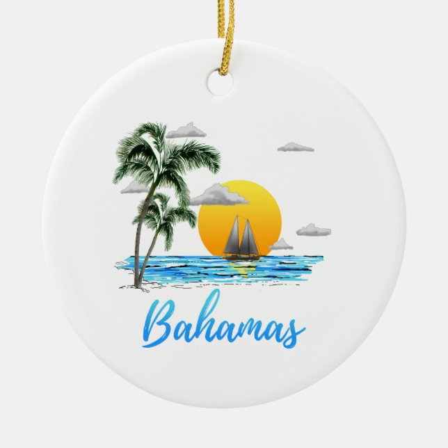 Bahamas Vacation Sailing Ceramic Tree Decoration (Front)