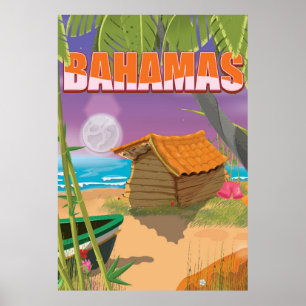 Bahamas vintage travel poster