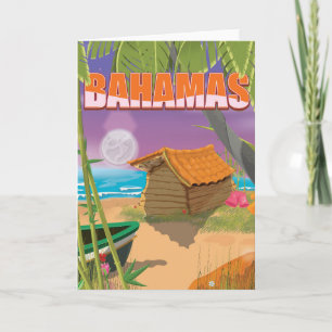 Bahamas vintage travel poster holiday card