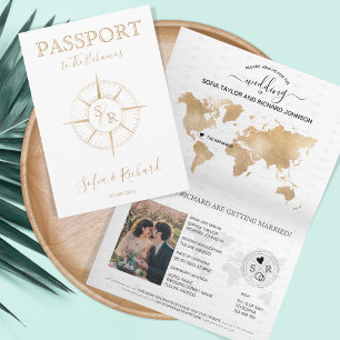 Bahamas Wedding Destination Passport World Map Invitation