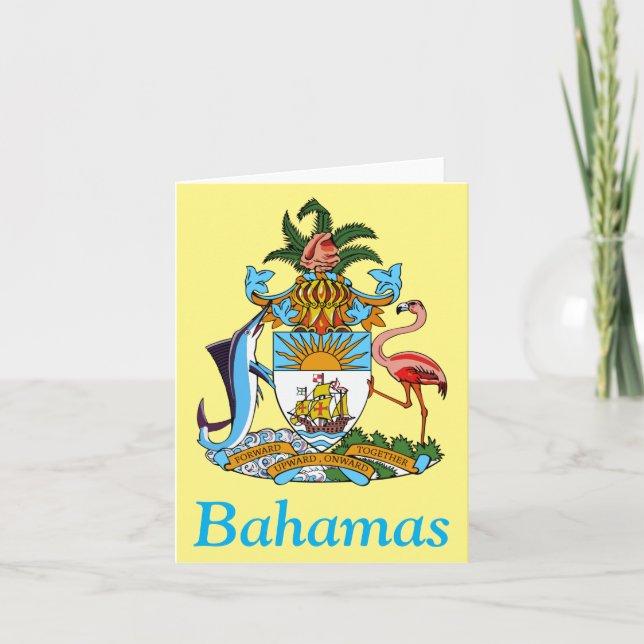 Bahamas with Coat of Arms (Caribbean Paradise) Thank You Card (Front)