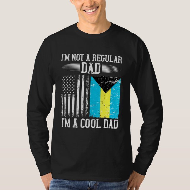 Bahamian American Flag Bahamas Roots Dad T-Shirt (Front)