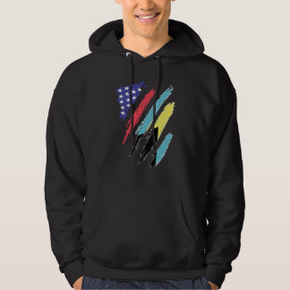 Bahamian American Patriot Grown Heart Flag Stripes Hoodie
