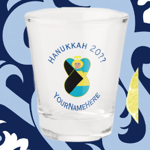 Bahamian Blonde Angel Hanukkah Flag Personalised Shot Glass